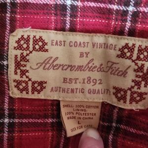 Junior Jacket...Abercrombie and Fitch...red plaid with quilted lining...size L..